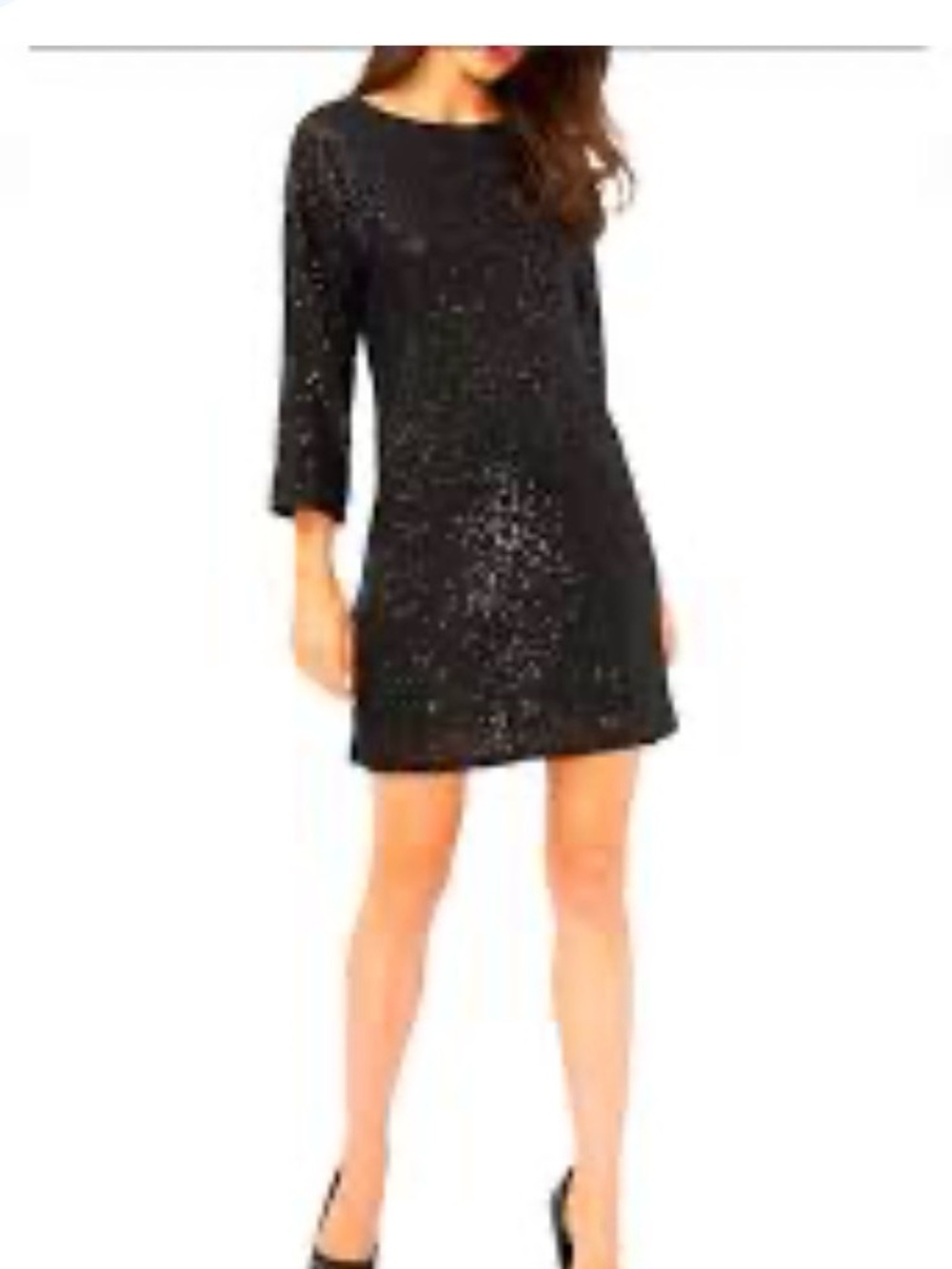 MICHAEL Michael Kors black sequined pullover sheath dress M